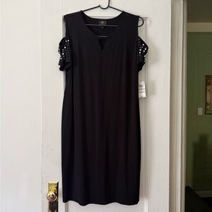 Black Cold-Shoulder Stud Detail Dress